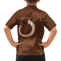 Vanuatu Indipendens Dei Family Matching Off The Shoulder Long Sleeve Dress and Hawaiian Shirt Yumi Sand Drawing Turtle Mix Lapita LT14 - Polynesian Pride