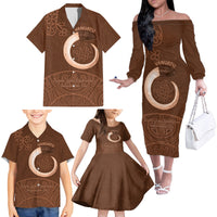 Vanuatu Indipendens Dei Family Matching Off The Shoulder Long Sleeve Dress and Hawaiian Shirt Yumi Sand Drawing Turtle Mix Lapita LT14 - Polynesian Pride