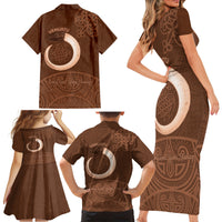 Vanuatu Indipendens Dei Family Matching Short Sleeve Bodycon Dress and Hawaiian Shirt Yumi Sand Drawing Turtle Mix Lapita LT14 - Polynesian Pride