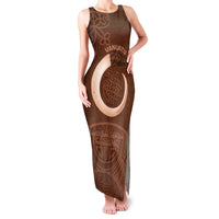 Vanuatu Indipendens Dei Family Matching Tank Maxi Dress and Hawaiian Shirt Yumi Sand Drawing Turtle Mix Lapita LT14 Mom's Dress Brown - Polynesian Pride