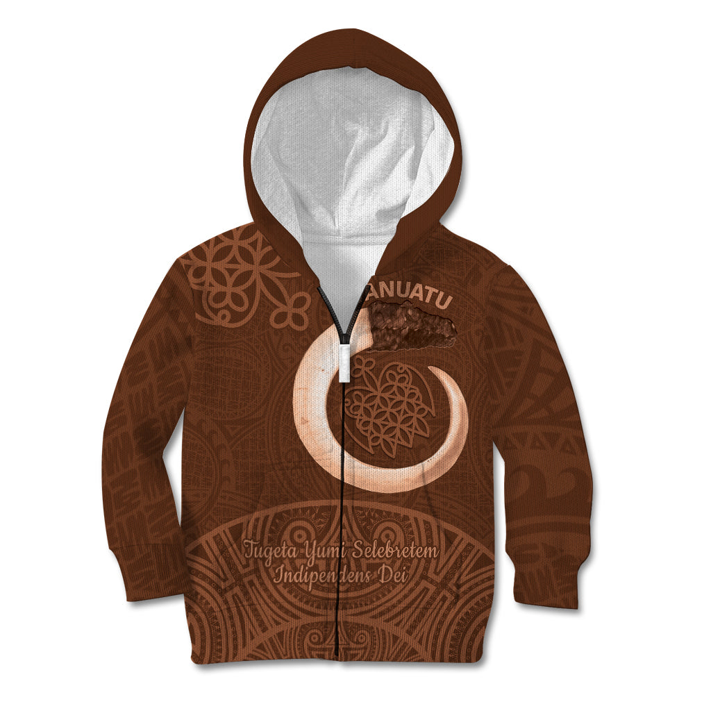 Vanuatu Indipendens Dei Kid Hoodie Yumi Sand Drawing Turtle Mix Lapita LT14 Zip Hoodie Brown - Polynesian Pride