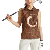 Vanuatu Indipendens Dei Women Sleeveless Polo Shirt Yumi 44th Sand Drawing Turtle Mix Lapita
