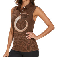 Vanuatu Indipendens Dei Women Sleeveless Polo Shirt Yumi 44th Sand Drawing Turtle Mix Lapita