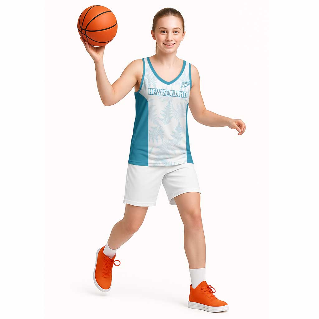 Custom New Zealand Silver Fern Football Basketball Jersey Come On All White - Polynesian Pride