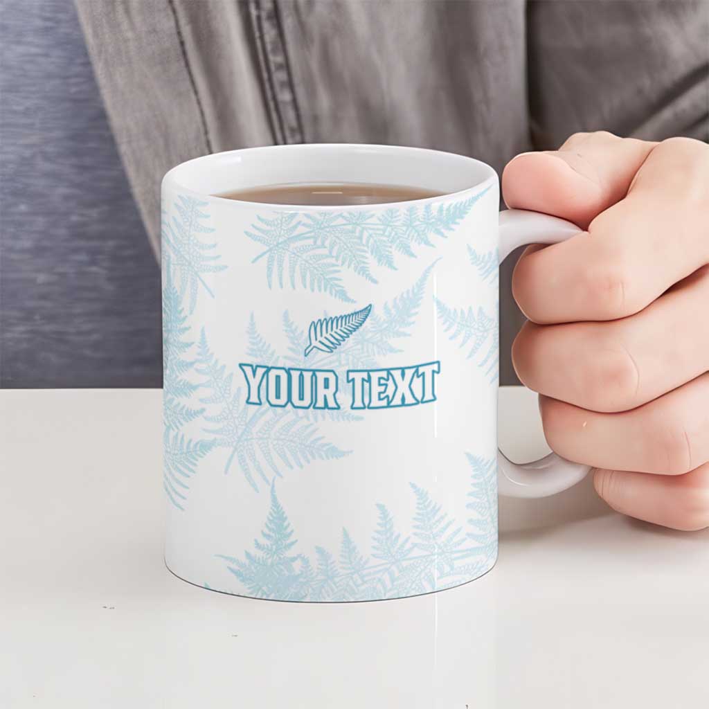Custom New Zealand Silver Fern Football Ceramic Mug Come On All White - Polynesian Pride
