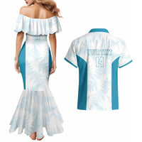 Custom New Zealand Silver Fern Football Couples Matching Mermaid Dress and Hawaiian Shirt Come On All White LT14 - Polynesian Pride