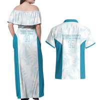 Custom New Zealand Silver Fern Football Couples Matching Off Shoulder Maxi Dress and Hawaiian Shirt Come On All White LT14 - Polynesian Pride