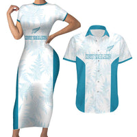 Custom New Zealand Silver Fern Football Couples Matching Short Sleeve Bodycon Dress and Hawaiian Shirt Come On All White LT14 White - Polynesian Pride