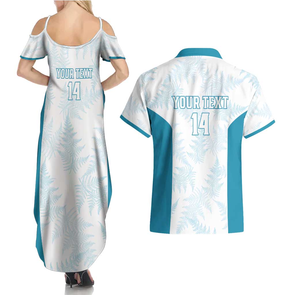 Custom New Zealand Silver Fern Football Couples Matching Summer Maxi Dress and Hawaiian Shirt Come On All White LT14 - Polynesian Pride