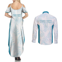 Custom New Zealand Silver Fern Football Couples Matching Summer Maxi Dress and Long Sleeve Button Shirt Come On All White LT14 - Polynesian Pride