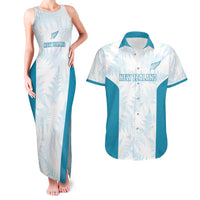 Custom New Zealand Silver Fern Football Couples Matching Tank Maxi Dress and Hawaiian Shirt Come On All White LT14 White - Polynesian Pride