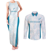 Custom New Zealand Silver Fern Football Couples Matching Tank Maxi Dress and Long Sleeve Button Shirt Come On All White LT14 White - Polynesian Pride