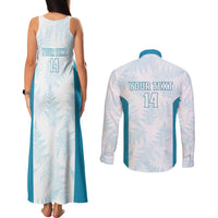 Custom New Zealand Silver Fern Football Couples Matching Tank Maxi Dress and Long Sleeve Button Shirt Come On All White LT14 - Polynesian Pride