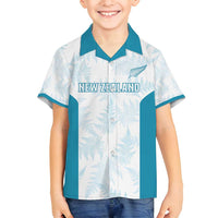 Custom New Zealand Silver Fern Football Family Matching Long Sleeve Bodycon Dress and Hawaiian Shirt Come On All White LT14 Son's Shirt White - Polynesian Pride