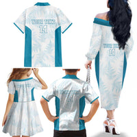 Custom New Zealand Silver Fern Football Family Matching Off The Shoulder Long Sleeve Dress and Hawaiian Shirt Come On All White LT14 - Polynesian Pride