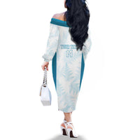 Custom New Zealand Silver Fern Football Family Matching Off The Shoulder Long Sleeve Dress and Hawaiian Shirt Come On All White LT14 - Polynesian Pride