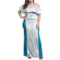 Custom New Zealand Silver Fern Football Family Matching Off Shoulder Maxi Dress and Hawaiian Shirt Come On All White LT14 Mom's Dress White - Polynesian Pride