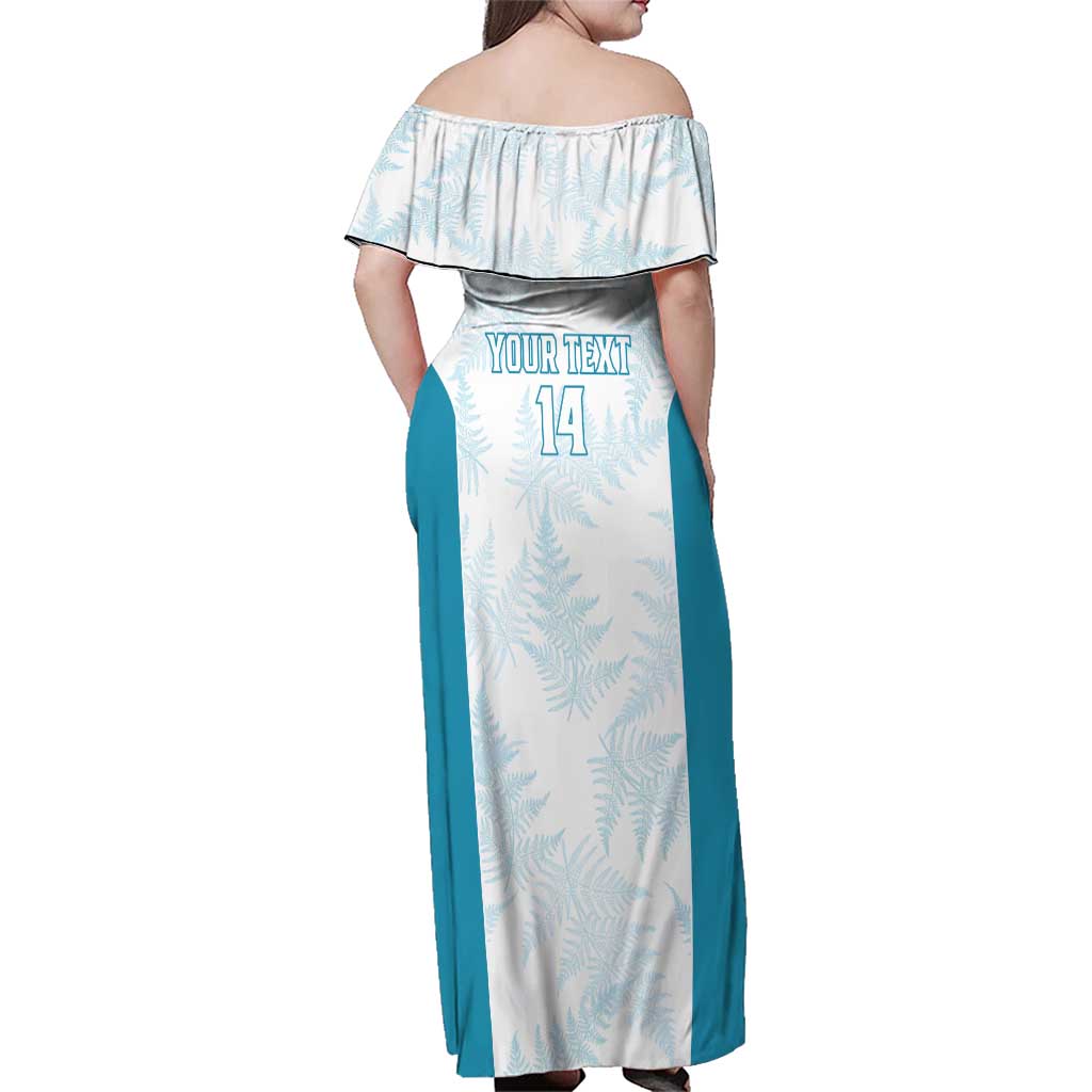 Custom New Zealand Silver Fern Football Family Matching Off Shoulder Maxi Dress and Hawaiian Shirt Come On All White LT14 - Polynesian Pride