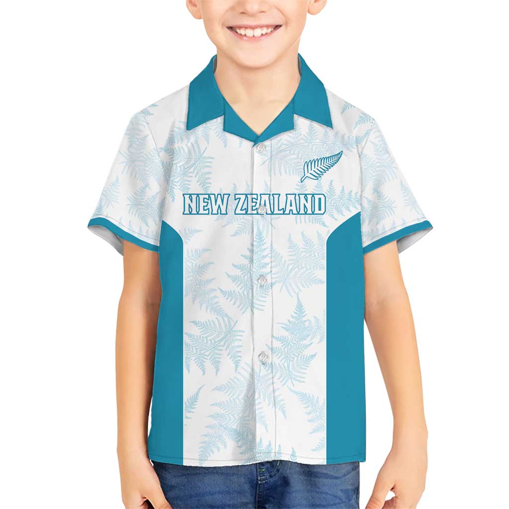 Custom New Zealand Silver Fern Football Family Matching Off Shoulder Maxi Dress and Hawaiian Shirt Come On All White LT14 Son's Shirt White - Polynesian Pride