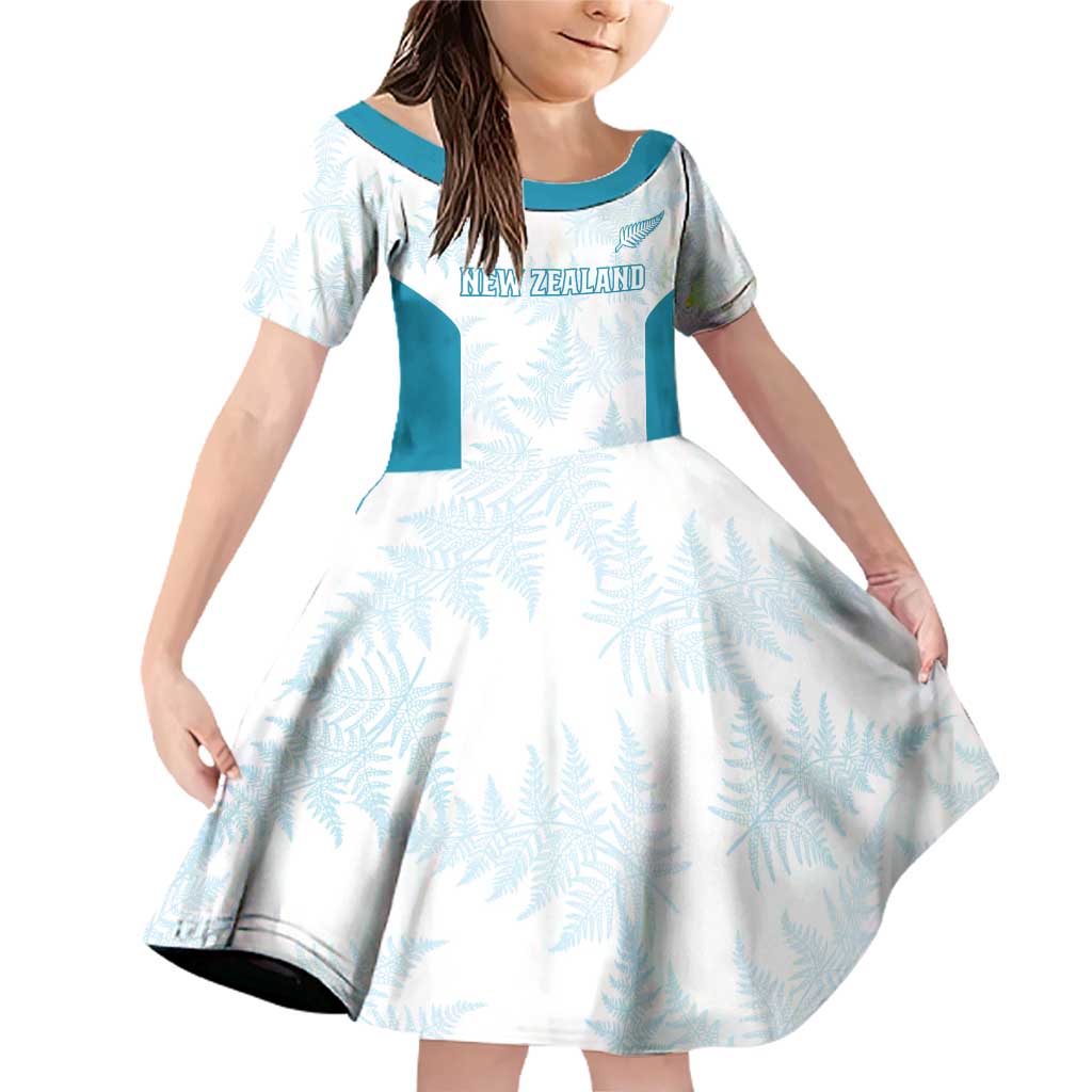 Custom New Zealand Silver Fern Football Family Matching Off Shoulder Short Dress and Hawaiian Shirt Come On All White LT14 Daughter's Dress White - Polynesian Pride