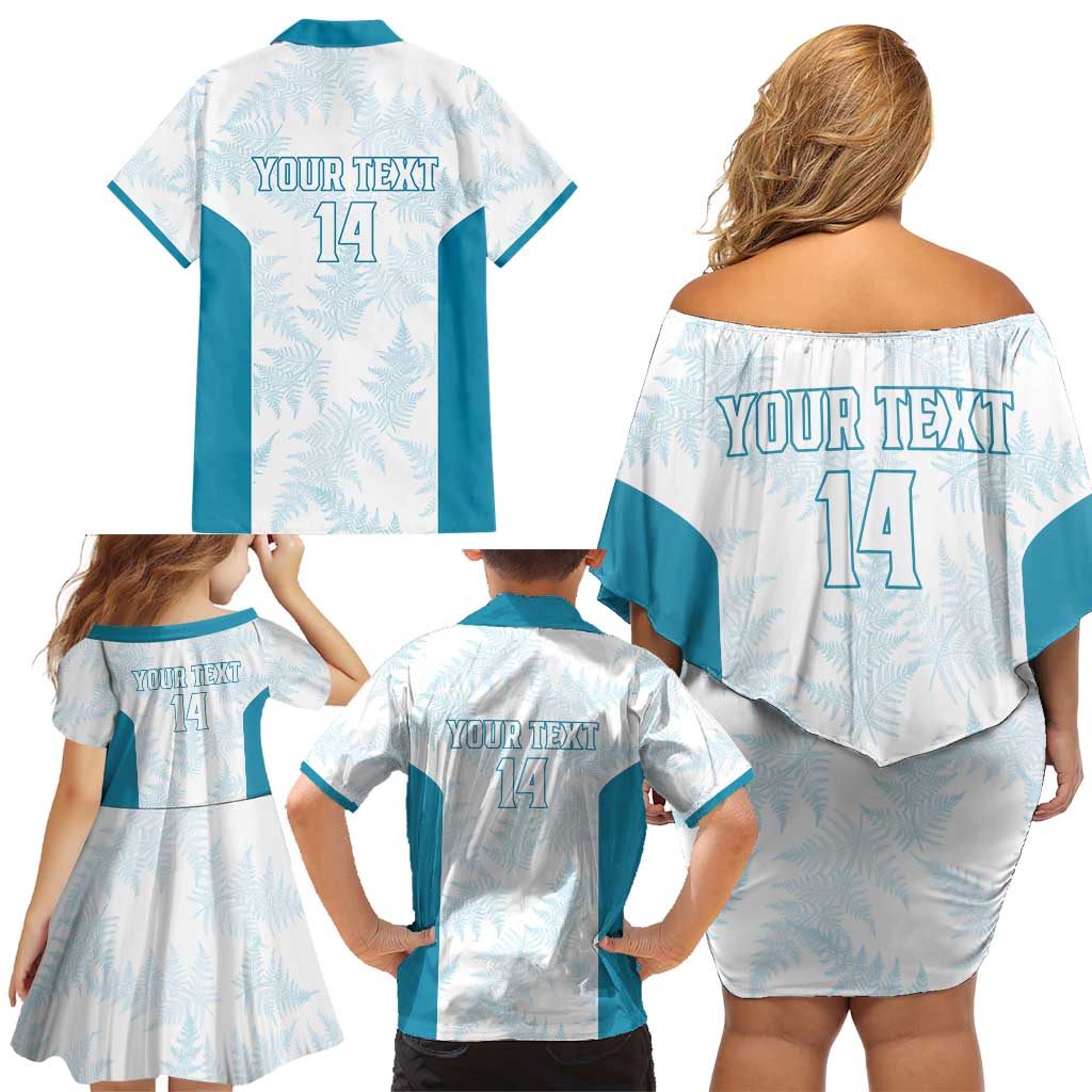 Custom New Zealand Silver Fern Football Family Matching Off Shoulder Short Dress and Hawaiian Shirt Come On All White LT14 - Polynesian Pride