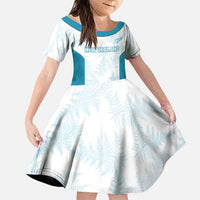 Custom New Zealand Silver Fern Football Family Matching Puletasi and Hawaiian Shirt Come On All White LT14 Daughter's Dress White - Polynesian Pride