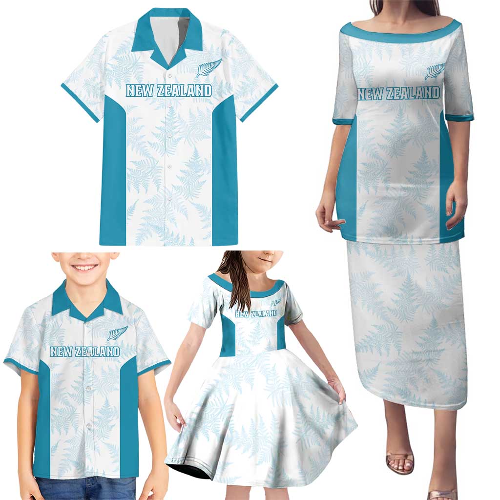 Custom New Zealand Silver Fern Football Family Matching Puletasi and Hawaiian Shirt Come On All White LT14 - Polynesian Pride