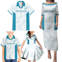 Custom New Zealand Silver Fern Football Family Matching Puletasi and Hawaiian Shirt Come On All White LT14 - Polynesian Pride