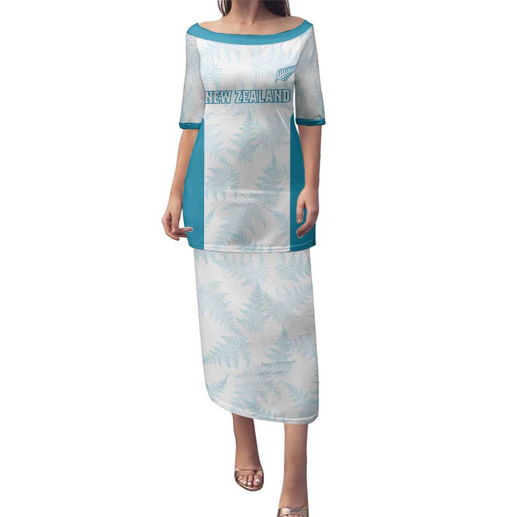 Custom New Zealand Silver Fern Football Family Matching Puletasi and Hawaiian Shirt Come On All White LT14 Mom's Dress White - Polynesian Pride