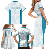 Custom New Zealand Silver Fern Football Family Matching Short Sleeve Bodycon Dress and Hawaiian Shirt Come On All White LT14 - Polynesian Pride