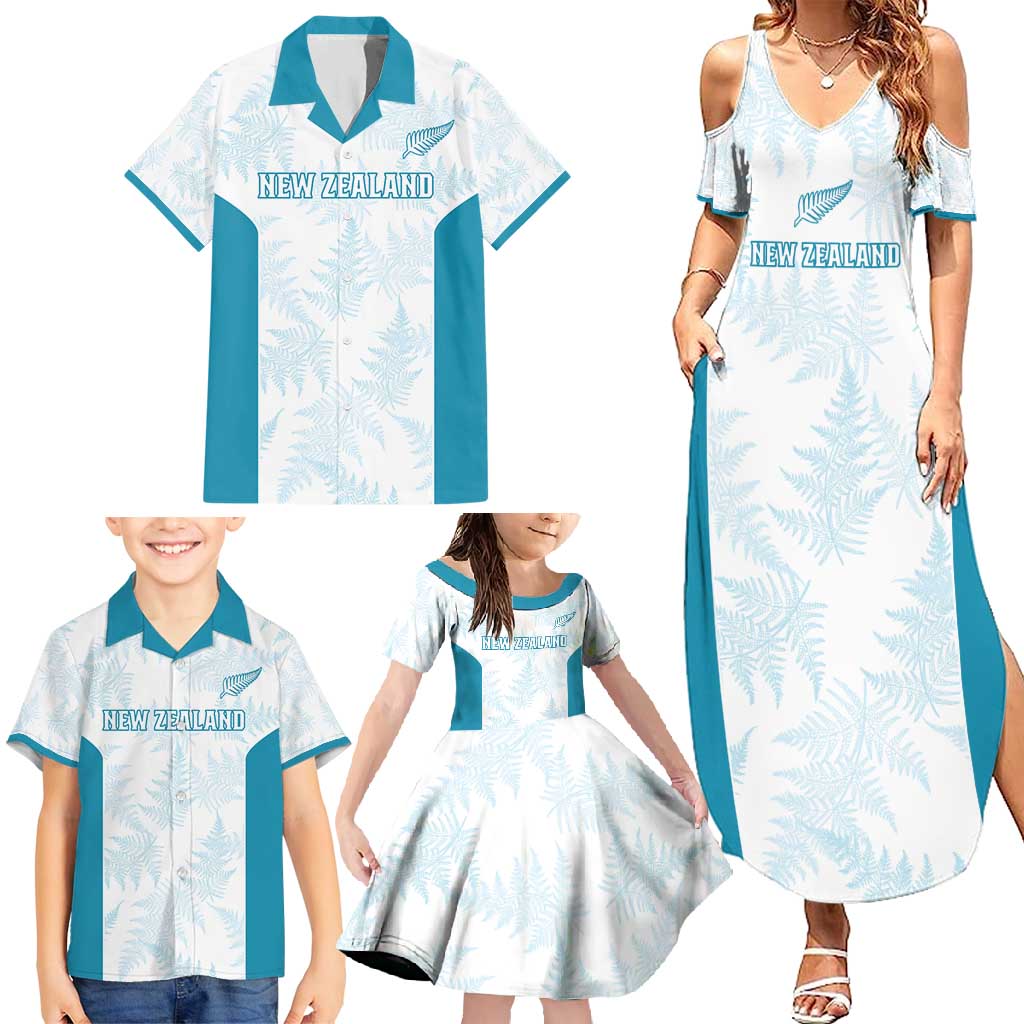 Custom New Zealand Silver Fern Football Family Matching Summer Maxi Dress and Hawaiian Shirt Come On All White LT14 - Polynesian Pride