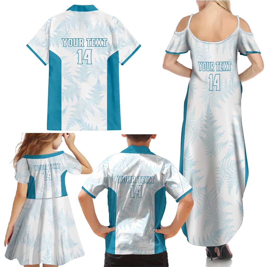 Custom New Zealand Silver Fern Football Family Matching Summer Maxi Dress and Hawaiian Shirt Come On All White LT14 - Polynesian Pride
