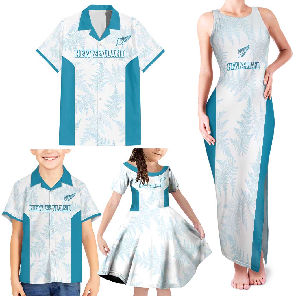 Custom New Zealand Silver Fern Football Family Matching Tank Maxi Dress and Hawaiian Shirt Come On All White LT14 - Polynesian Pride