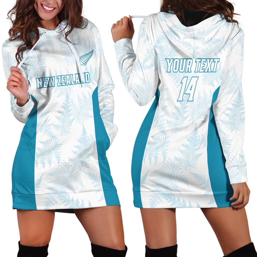Custom New Zealand Silver Fern Football Hoodie Dress Come On All White LT14 - Polynesian Pride