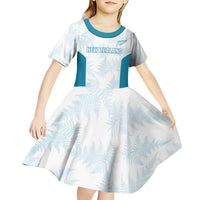 Custom New Zealand Silver Fern Football Kid Short Sleeve Dress Come On All White