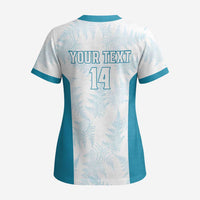 Custom New Zealand Silver Fern Football Scrub Top Come On All White - Polynesian Pride
