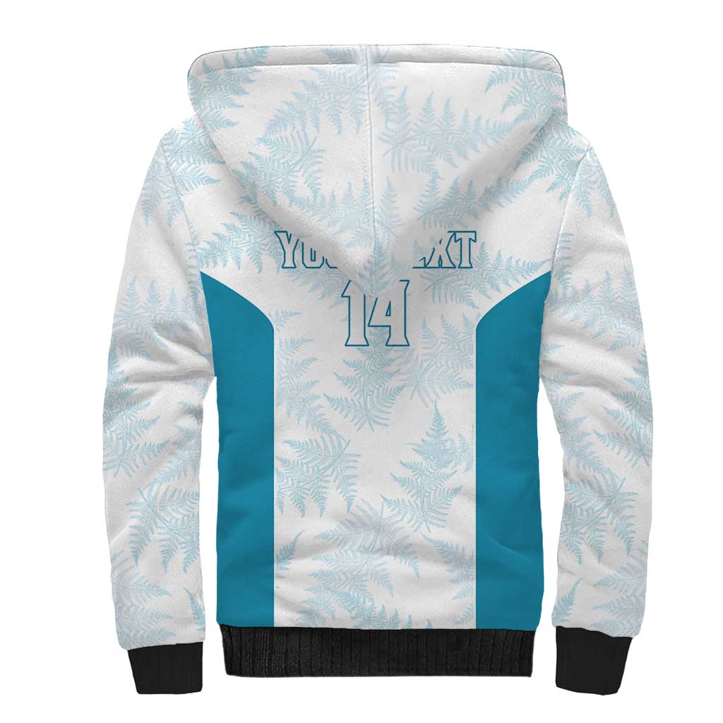 Custom New Zealand Silver Fern Football Sherpa Hoodie Come On All White LT14 - Polynesian Pride