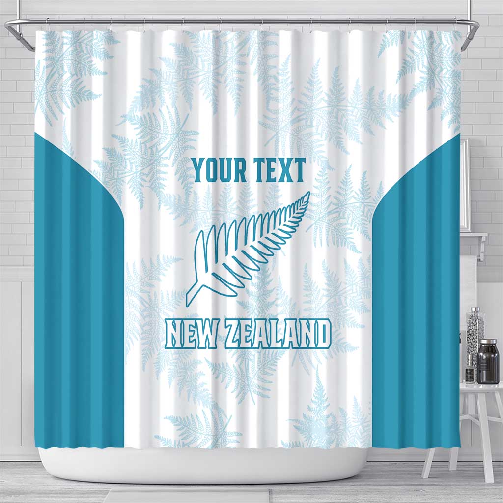 Custom New Zealand Silver Fern Football Shower Curtain Come On All White LT14 - Polynesian Pride