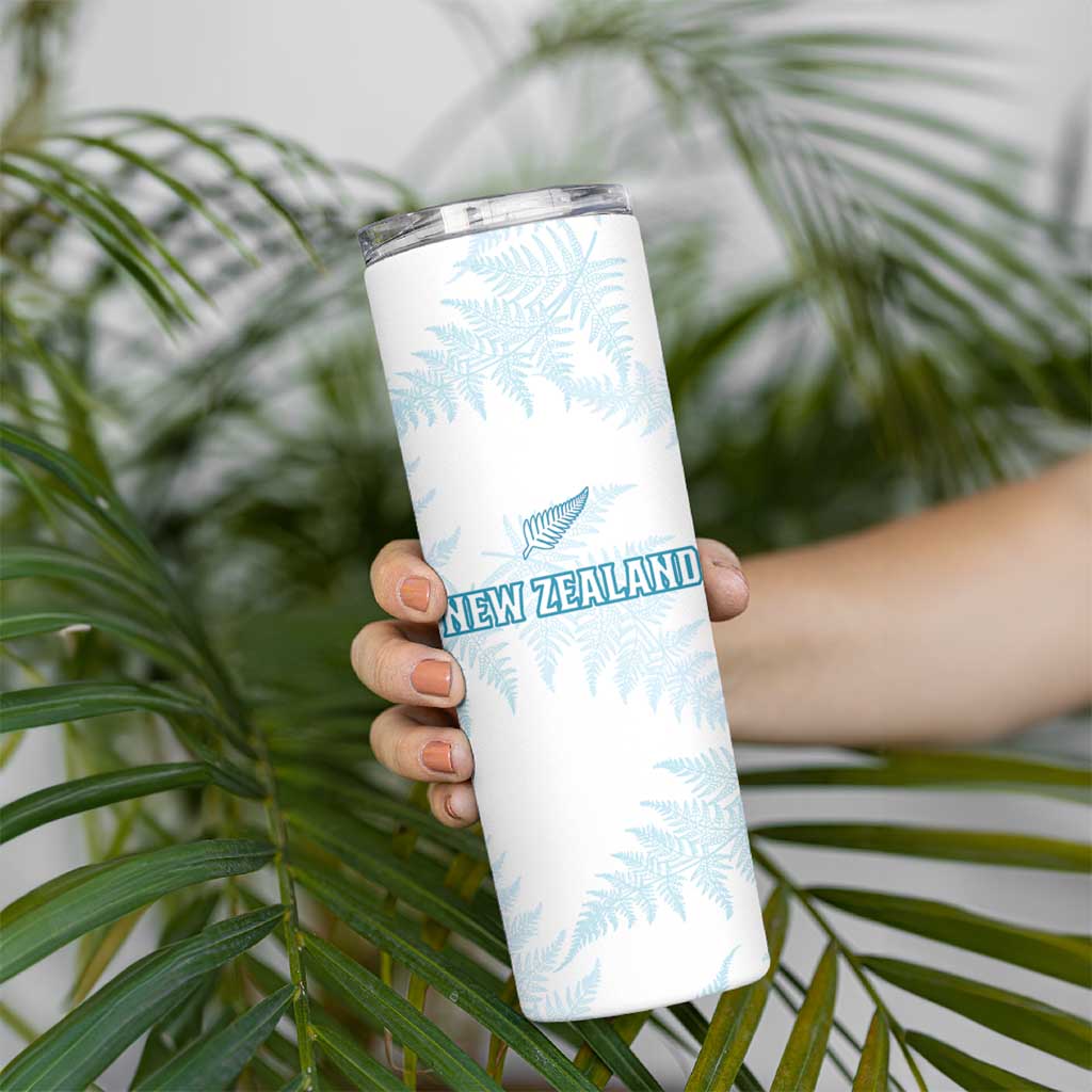 Custom New Zealand Silver Fern Football Skinny Tumbler Come On All White LT14 - Polynesian Pride
