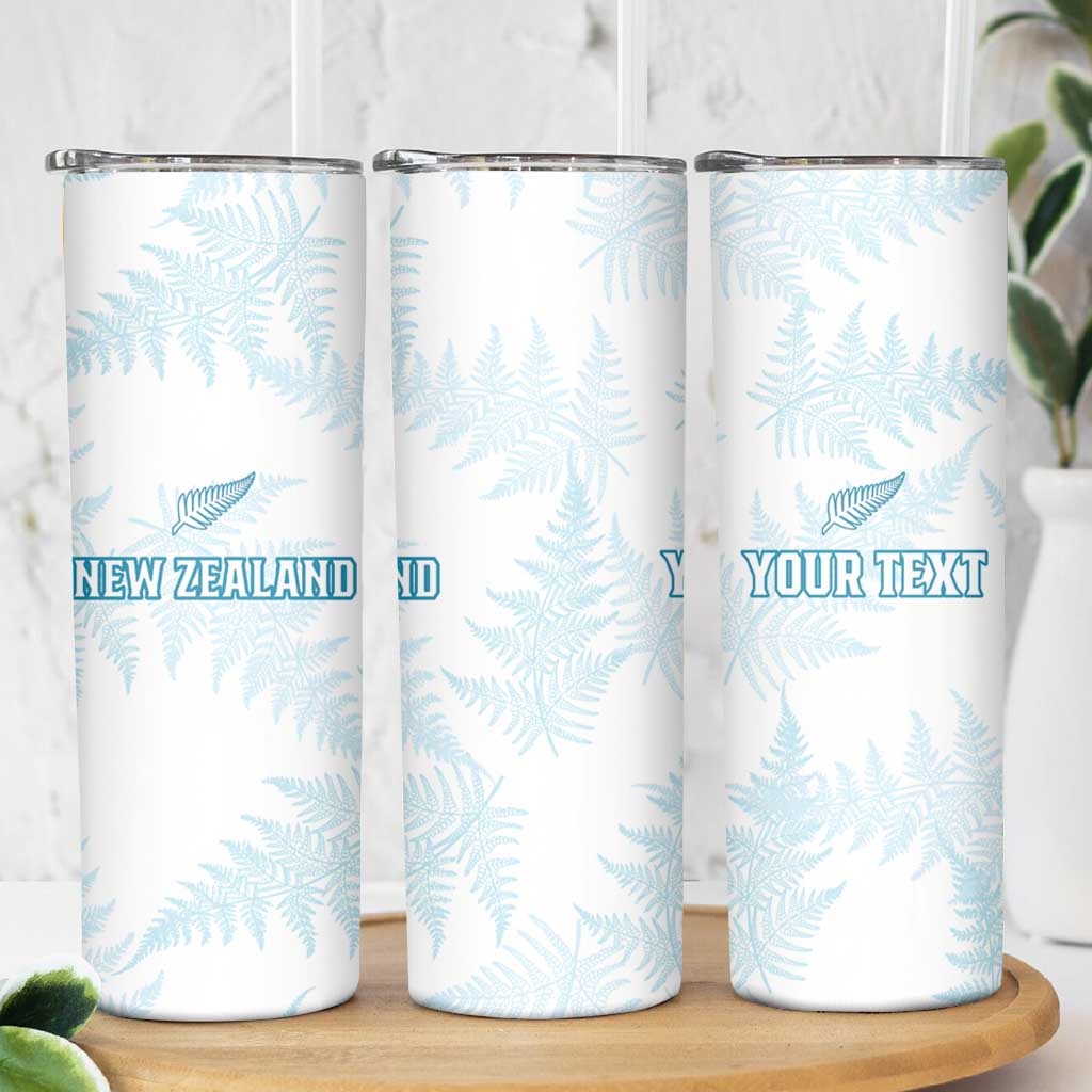 Custom New Zealand Silver Fern Football Skinny Tumbler Come On All White LT14 - Polynesian Pride