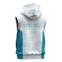Custom New Zealand Silver Fern Football Sleeveless Zip Hoodie Come On All White LT14 - Polynesian Pride