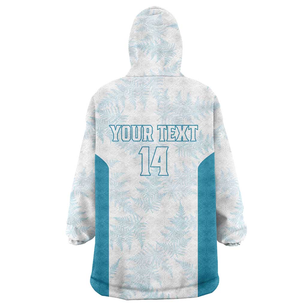 Custom New Zealand Silver Fern Football Wearable Blanket Hoodie Come On All White LT14 - Polynesian Pride