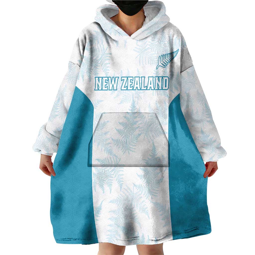 Custom New Zealand Silver Fern Football Wearable Blanket Hoodie Come On All White LT14 - Polynesian Pride