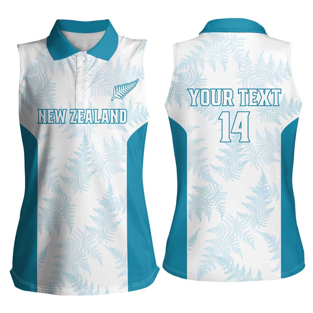 Custom New Zealand Silver Fern Football Women Sleeveless Polo Shirt Come On All White LT14 - Polynesian Pride