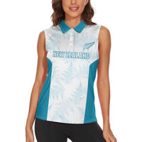 Custom New Zealand Silver Fern Football Women Sleeveless Polo Shirt Come On All White LT14 - Polynesian Pride