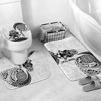 Custom Aotearoa Football Bathroom Set NZ Maori Tiki Go Champions LT14 Mat Set Only (3 pcs) One Size White - Polynesian Pride