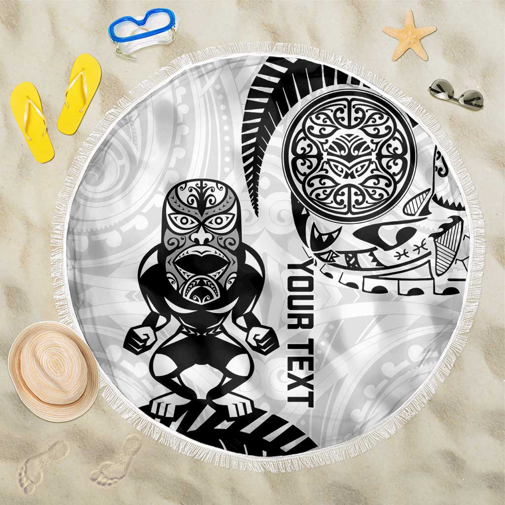 Custom Aotearoa Football Beach Blanket NZ Maori Tiki Go Champions LT14 One Size 150cm White - Polynesian Pride