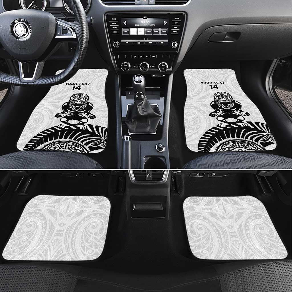 Custom Aotearoa Football Car Mats NZ Maori Tiki Go Champions LT14 Set 4pcs White - Polynesian Pride