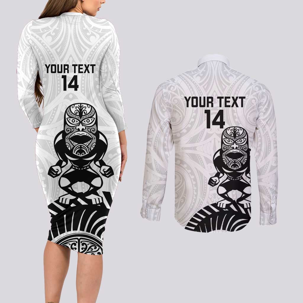 Custom Aotearoa Football Couples Matching Long Sleeve Bodycon Dress and Long Sleeve Button Shirt NZ Maori Tiki Go Champions LT14 - Polynesian Pride