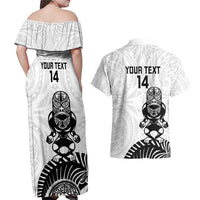 Custom Aotearoa Football Couples Matching Off Shoulder Maxi Dress and Hawaiian Shirt NZ Maori Tiki Go Champions LT14 - Polynesian Pride